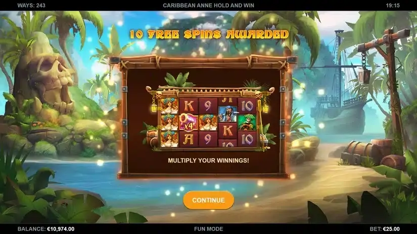 Caribbean Anne Hold and Win slot screenshot 2