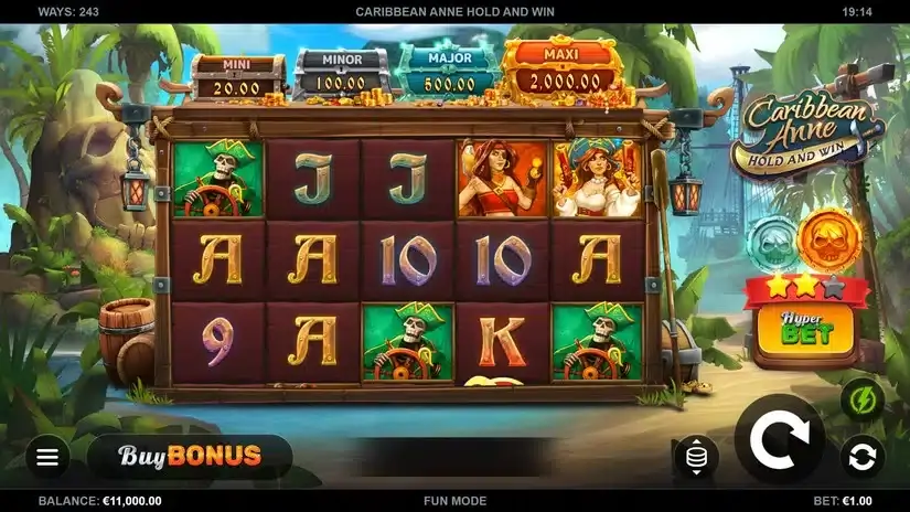 Caribbean Anne Hold and Win slot screenshot 