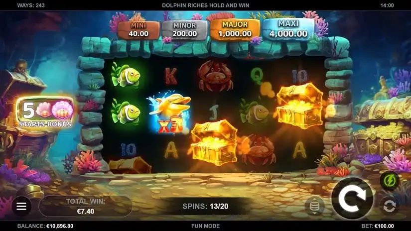 Dolphin Riches Hold and Win slot screenshot 