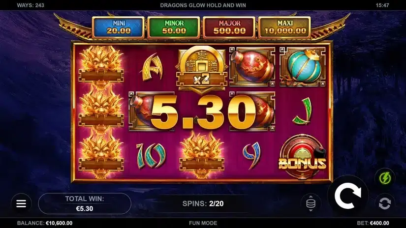 Dragons Glow Hold and Win slot screenshot 4