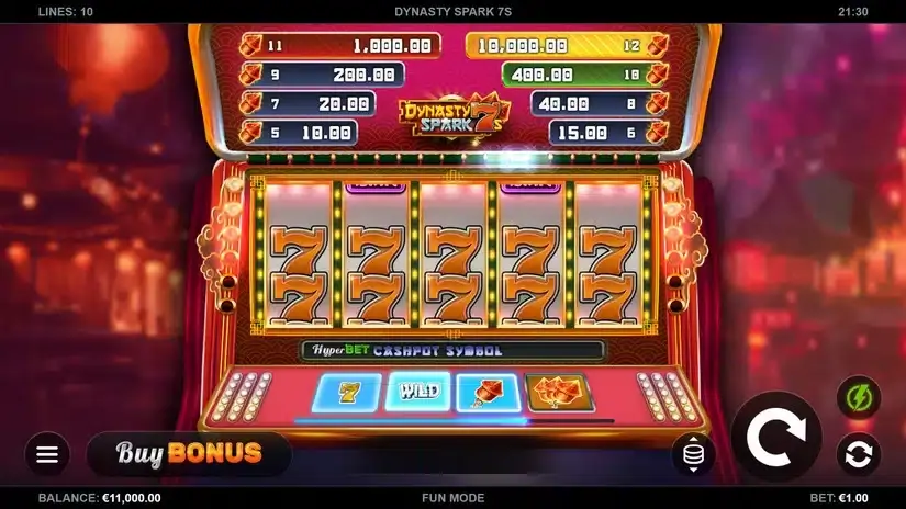 Dynasty Spark 7s slot screenshot 