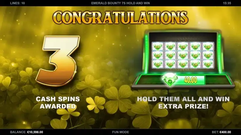 Emerald Bounty 7s Hold and Win slot screenshot 2