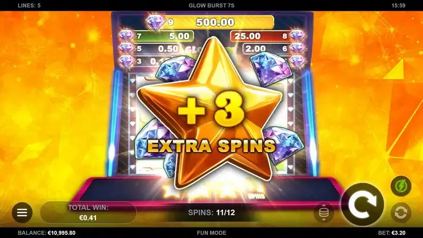 Glow Burst 7s slot screenshot 