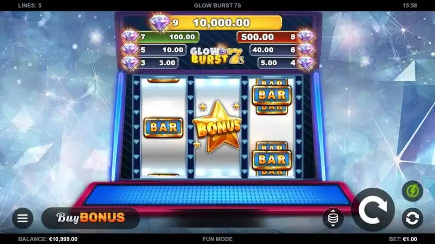 Glow Burst 7s slot screenshot 