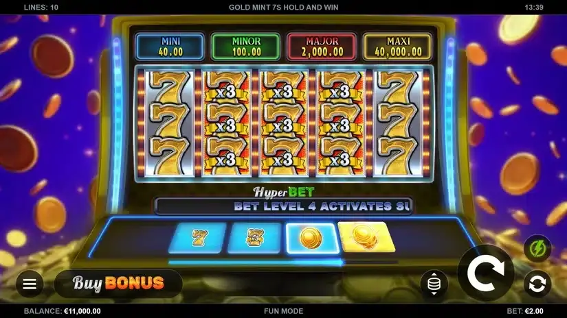 Gold Mint 7s Hold and Win slot screenshot 1