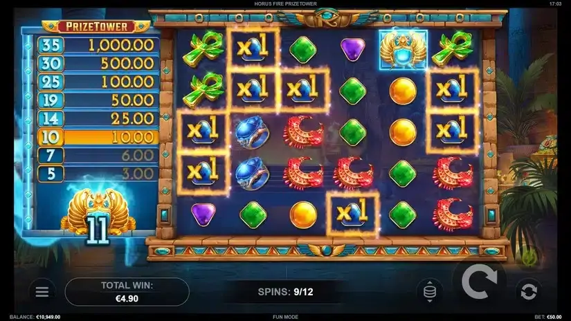 Horus Fire PrizeTower slot screenshot 5
