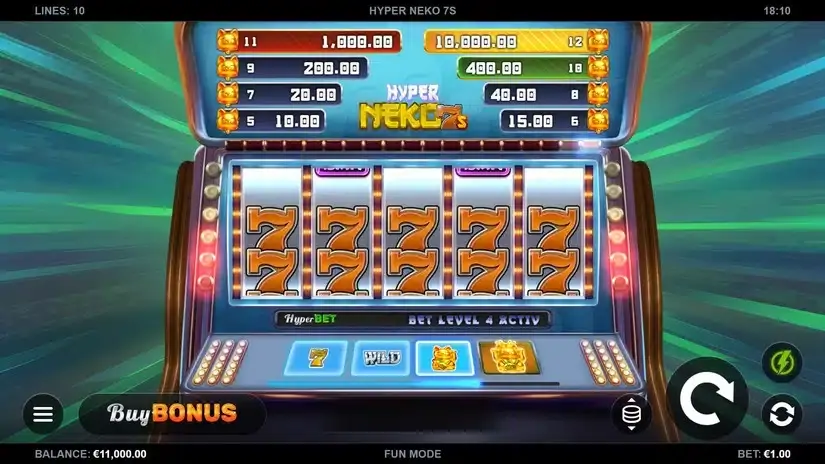 Hyper Neko 7s slot screenshot 1