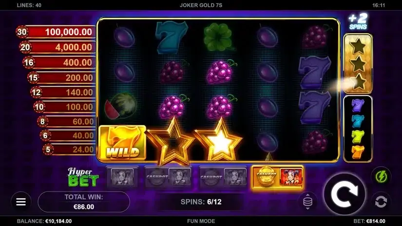 Joker Gold 7s slot screenshot 3