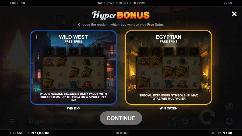 Sadie Swift: Guns’n Glyphs slot screenshot 2