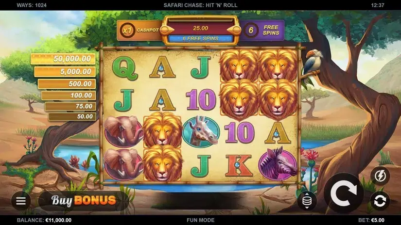 Safari Chase Hit ‘n’ Roll slot screenshot 