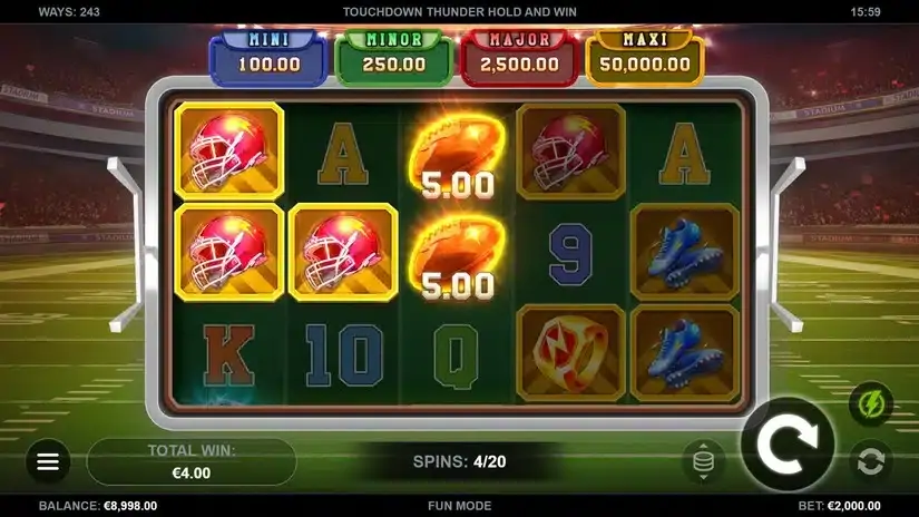 Touchdown Thunder Hold and Win slot screenshot 4