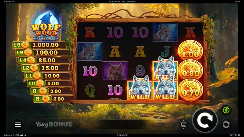 WolfWood PrizeTower slot screenshot 2