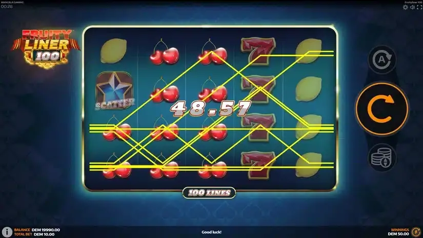 Fruityliner 100 slot screenshot 2