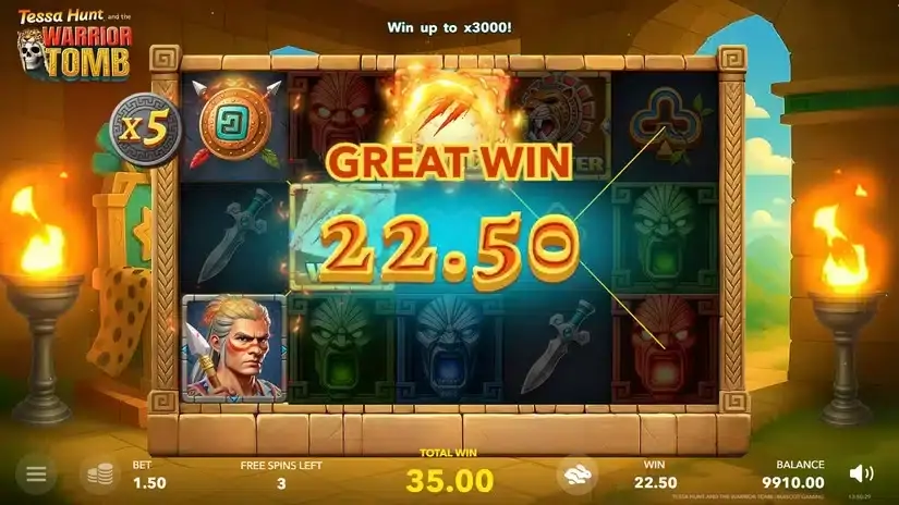 Tessa Hunt and the Warrior Tomb slot screenshot 4