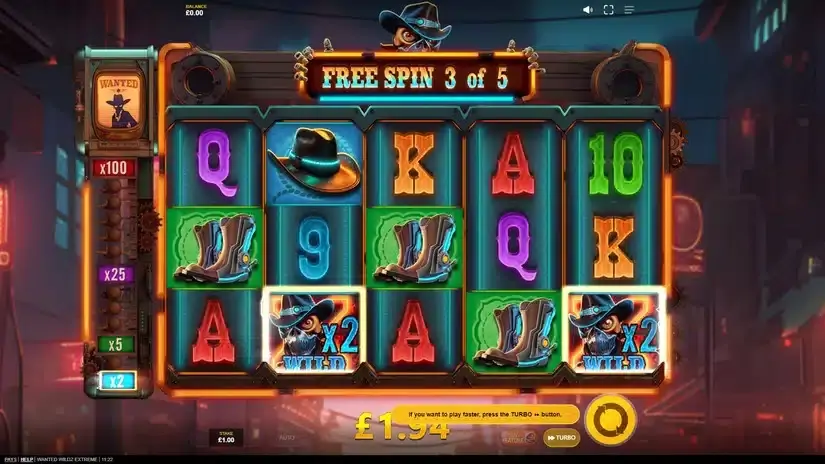 Wanted Wildz Extreme slot screenshot 4