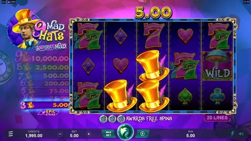 9 Mad Hats slot screenshot 2