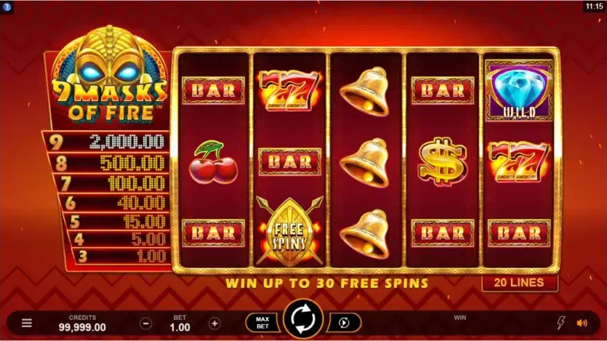 9 Masks of Fire slot screenshot 1