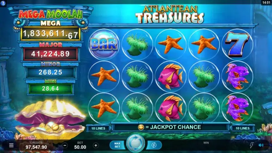 Atlantean Treasures Mega Moolah slot screenshot 