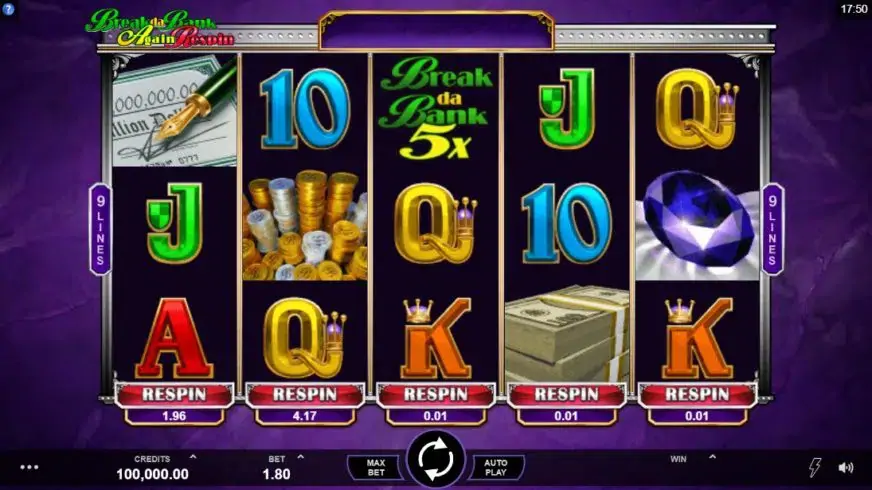 Break da Bank Again Respin slot screenshot 1