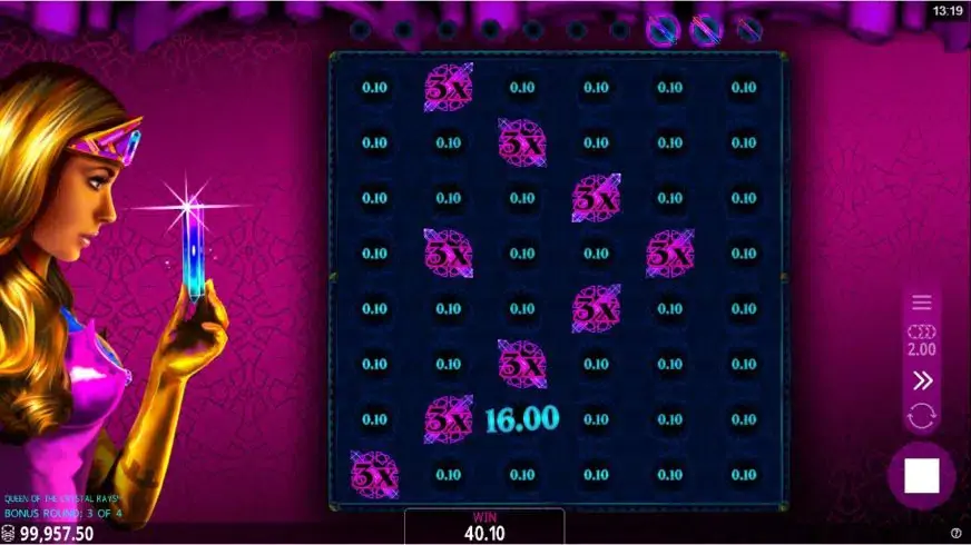Queen of the Crystal Rays slot screenshot 