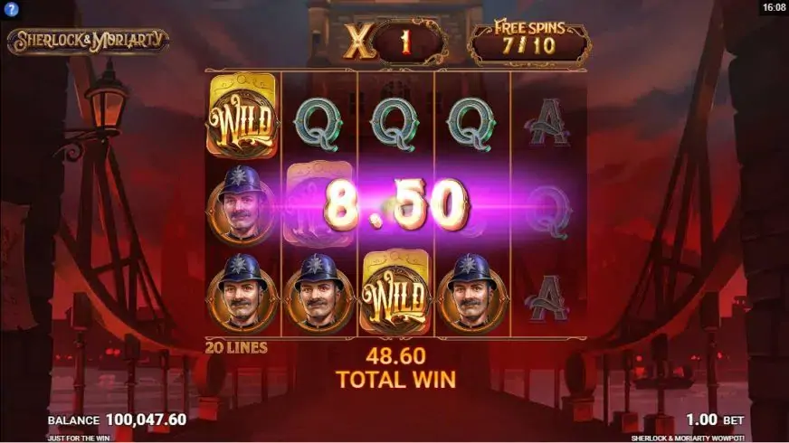 Sherlock and Moriarty WowPot slot screenshot 