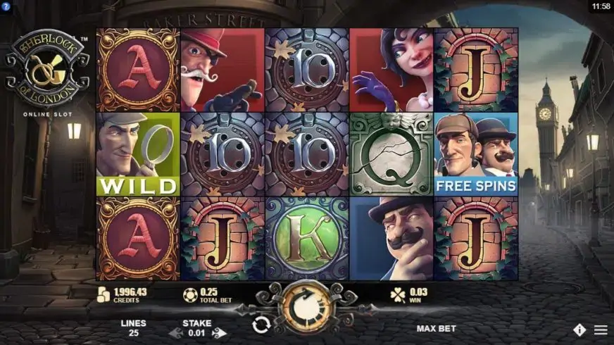 Sherlock of London slot screenshot 2