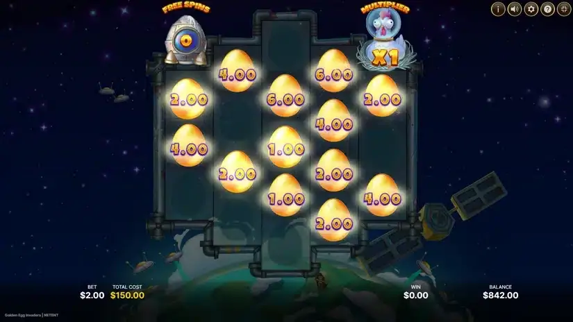 Golden Egg Invaders slot screenshot 