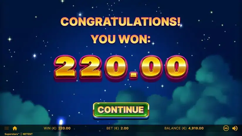 Superstars slot screenshot 