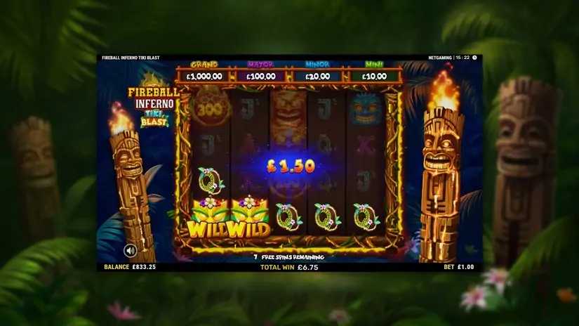 Fireball Inferno Tiki Blast slot screenshot 4