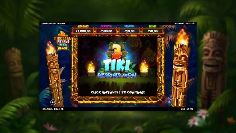 Fireball Inferno Tiki Blast slot screenshot 6