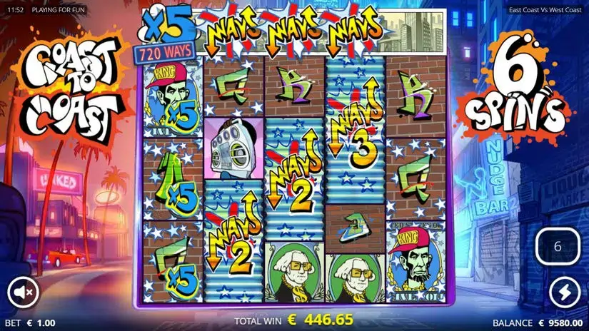 East Coast vs West Coast slot screenshot 