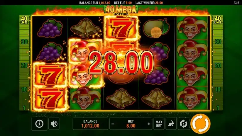 40 Mega Hotfire slot screenshot 3