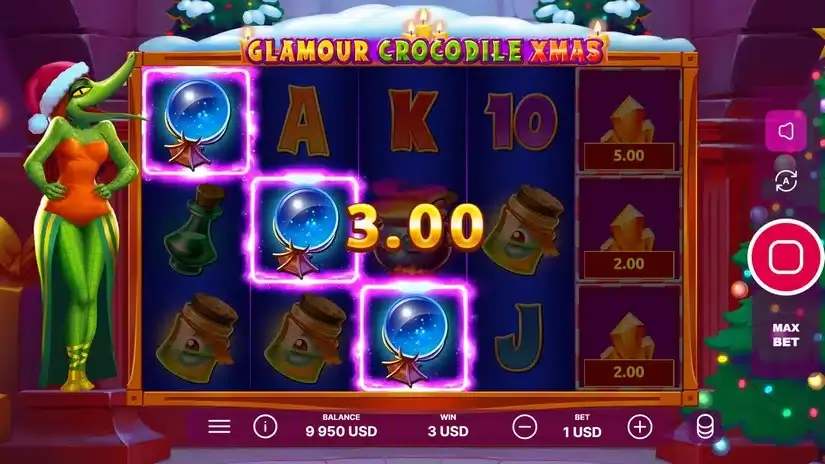 Glamour Crocodile Christmas slot screenshot 3