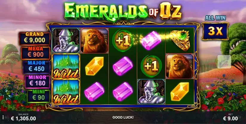 Emeralds of Oz slot screenshot 2