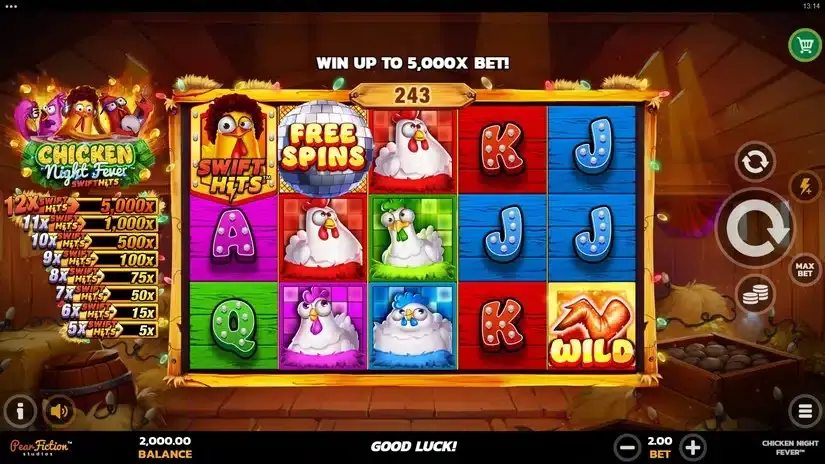 Chicken Night Fever slot screenshot 