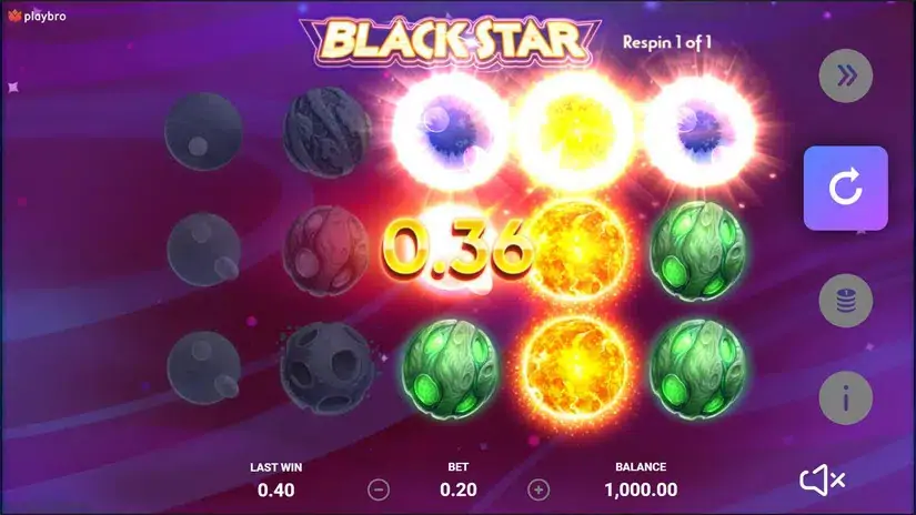 Black star slot screenshot 2