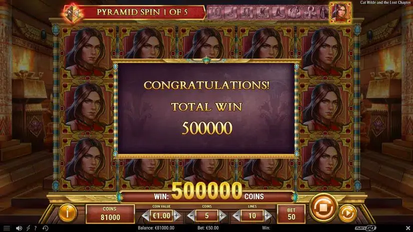 Cat Wilde and the Lost Chapter slot screenshot 