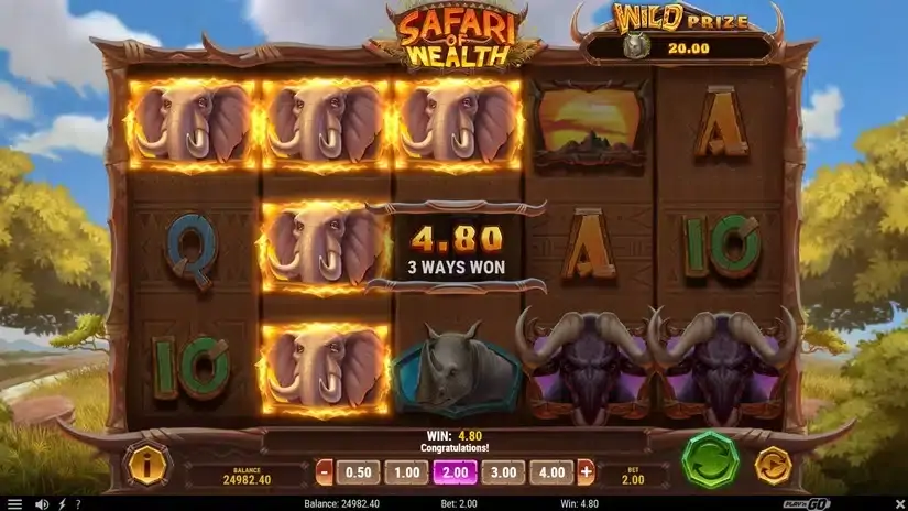 Safari of Wealth slot screenshot 2