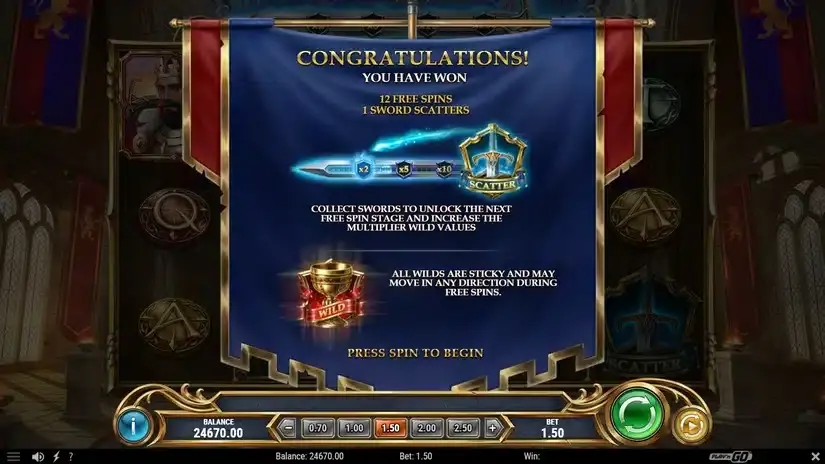 The Sword and the Grail Excalibur slot screenshot 3