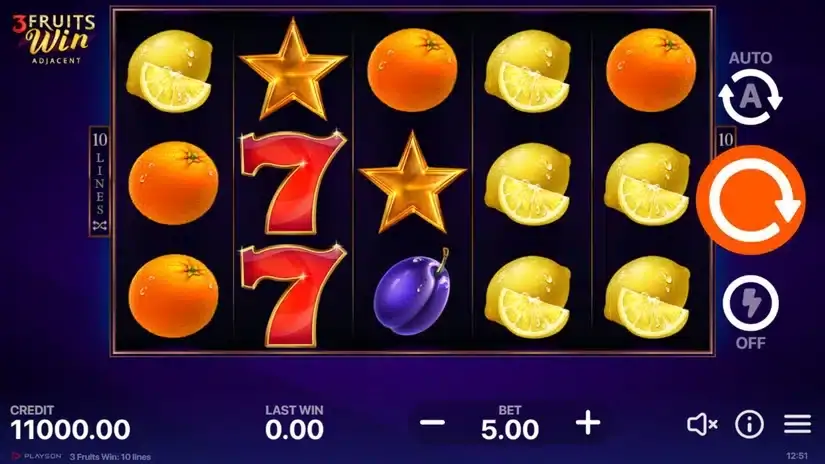 3 Fruits Win: 10 lines slot screenshot 1