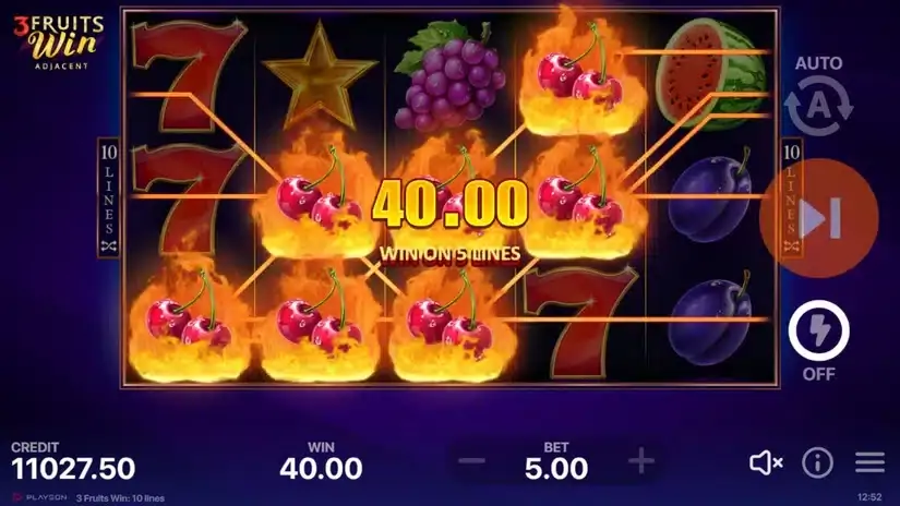 3 Fruits Win: 10 lines slot screenshot 4