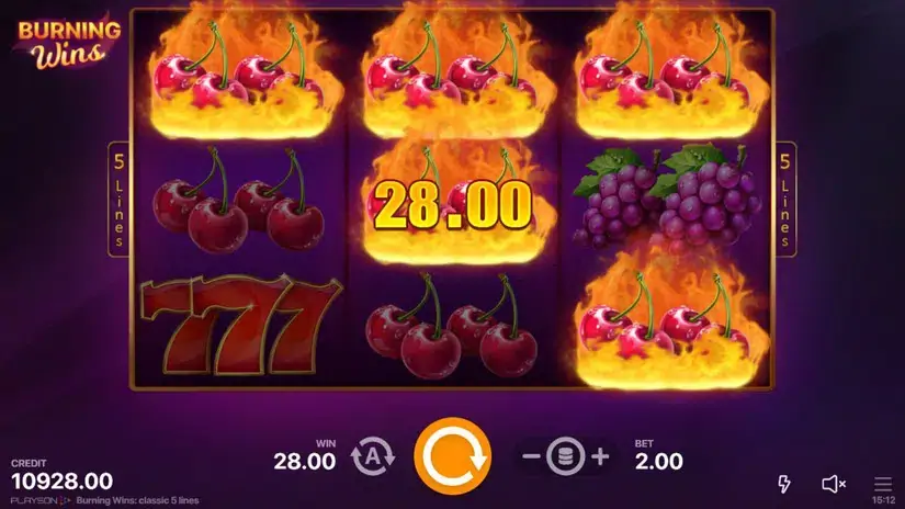 Burning Wins: classic 5 lines slot screenshot 