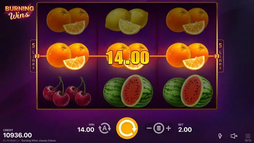 Burning Wins: classic 5 lines slot screenshot 3