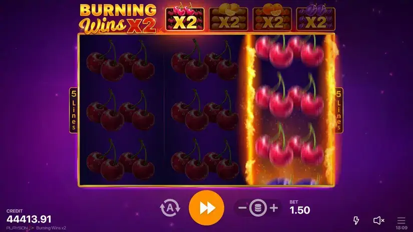 Burning Wins x2 slot screenshot 2