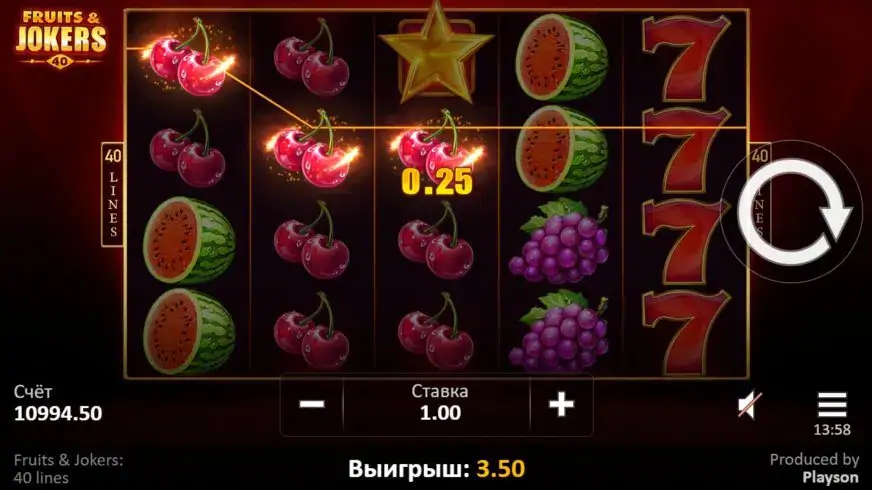 Fruits and Jokers: 40 lines slot screenshot 2