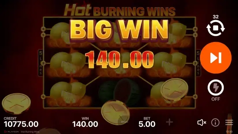 Hot Burning Wins slot screenshot 4