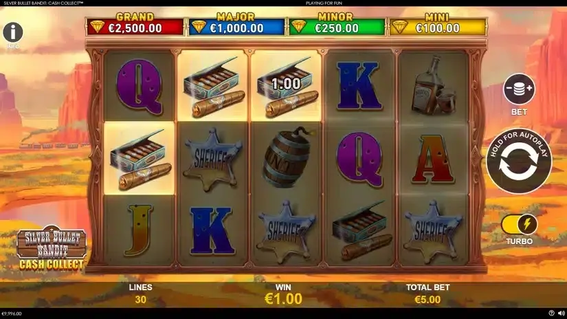 Silver Bullet Bandit Cash Collect slot screenshot 2