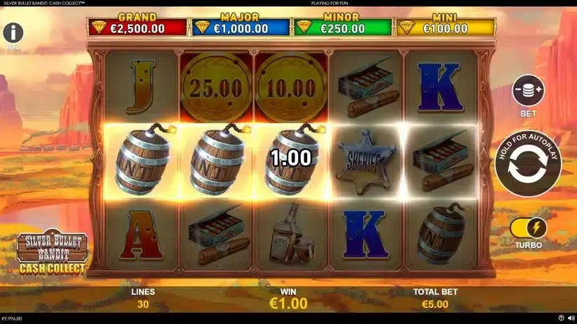 Silver Bullet Bandit Cash Collect slot screenshot 4