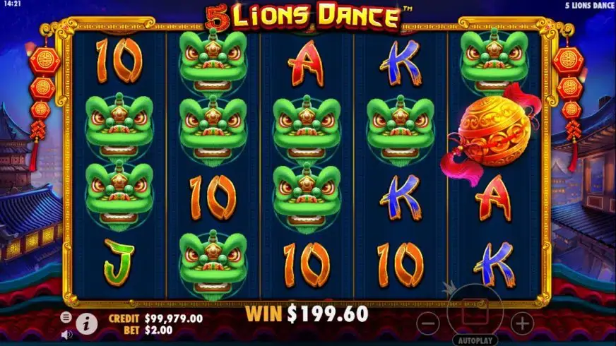 5 Lions Dance slot screenshot 