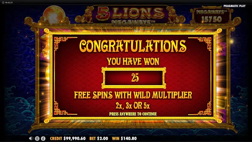 5 Lions Megaways slot screenshot 4